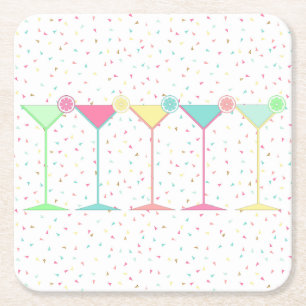 Cocktail Martini Square Paper Coaster
