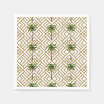 Cocktail Napkin Gold with Palm Trees
