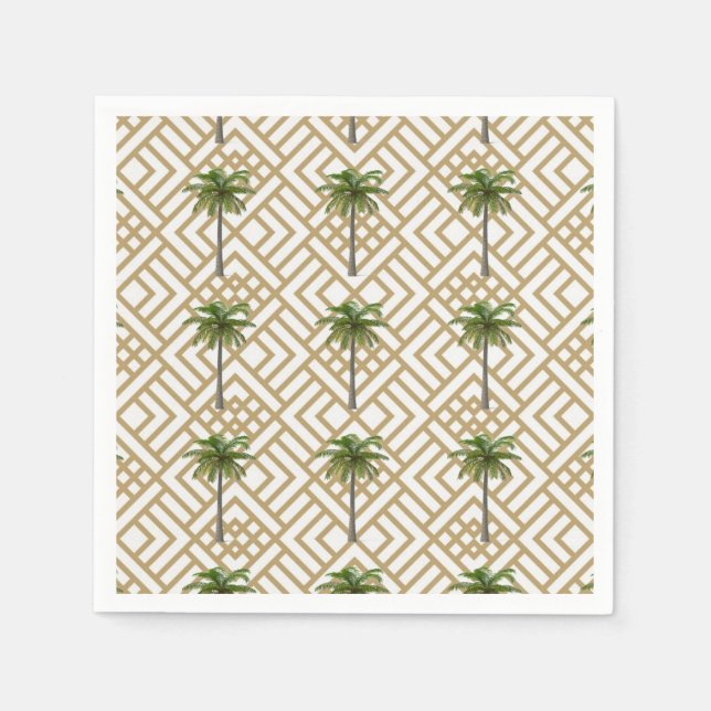 Cocktail Napkin Gold with Palm Trees (Front)