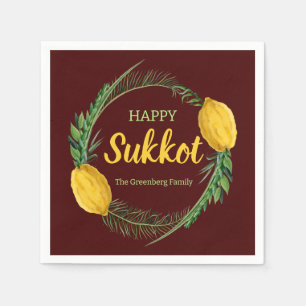 Cocktail Napkin Happy Sukkot Lulav Personalised