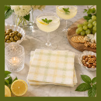 Cocktail Napkin | Lime & Lemon Plaid | Gin & Tonic