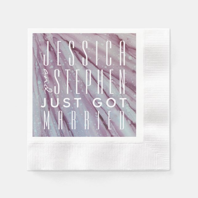 Cocktail Napkin Turquoise and Lavenders (Front)