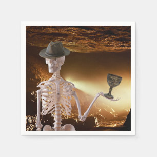 Cocktail Napkins, "Indy" Bones Halloween Skeleton Napkin