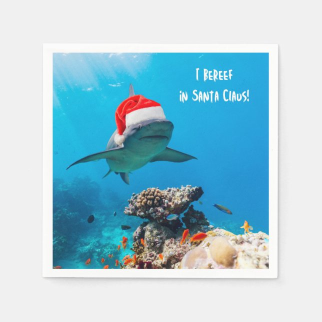 Cocktail Napkins, Shark Christmas Napkin (Front)