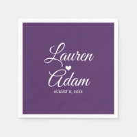 Cocktail Napkins | Simple Script Heart (Plum) DK