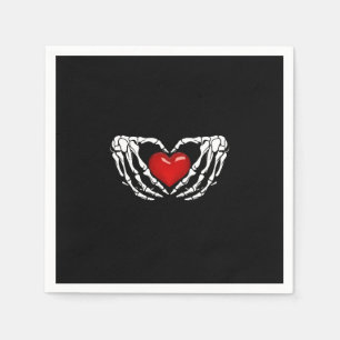 Cocktail Napkins, Skeleton Hands Around Heart Napkin
