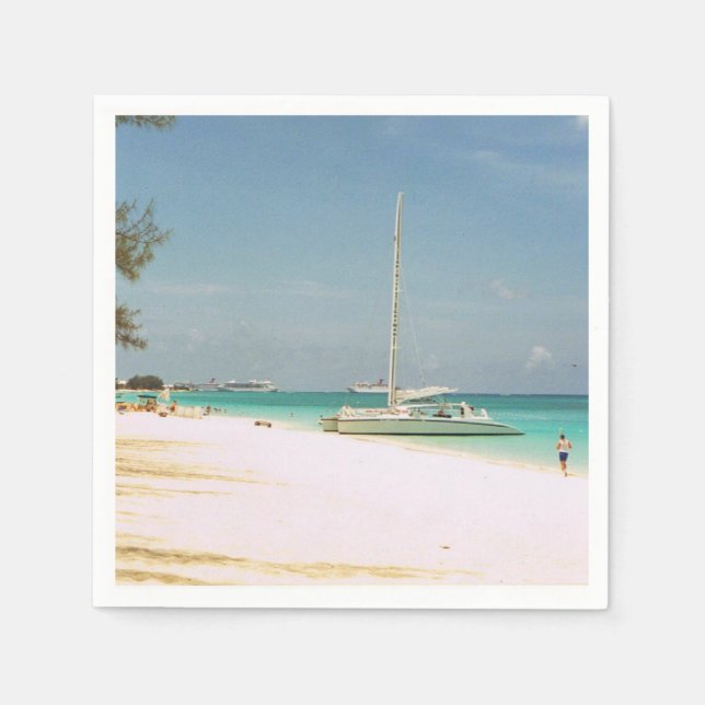 Cocktail Napkins with a Beach Scene (Front)