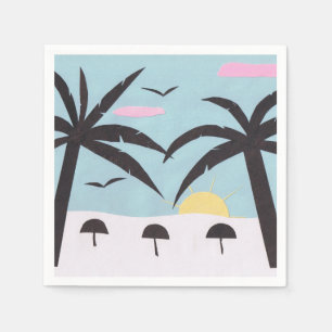 Cocktail Napkins with a Beach Sunrise Scene