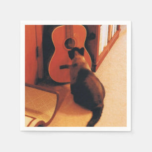 Cocktail Napkins with a Siamese Cat Photo