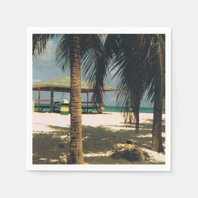 Cocktail Napkins with an Island Scene (Front)