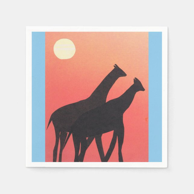 Cocktail Napkins with Giraffe Design (Front)