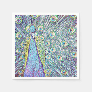 Cocktail Napkins with Pretty Peacock Design