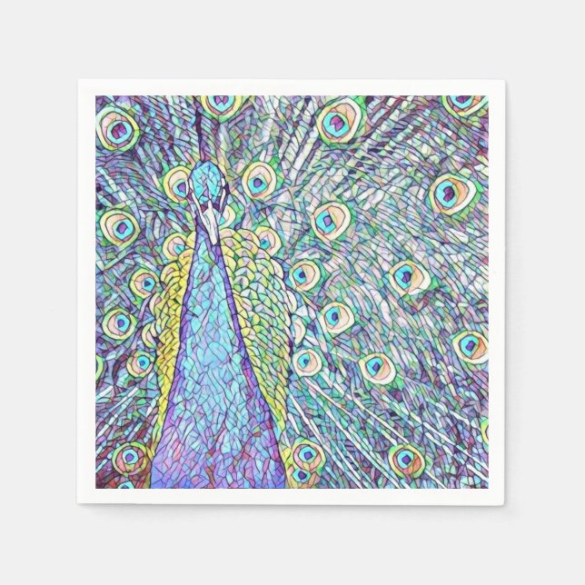 Cocktail Napkins with Pretty Peacock Design (Front)