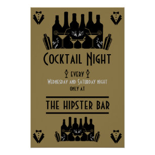 Cocktail Night Bar Pub Poster
