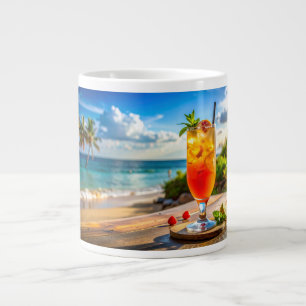 Cocktail on beach large coffee mug