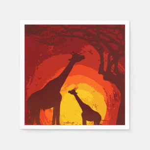 Cocktail Paper Napkin African Safari Giraffe Sun