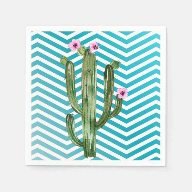 Cocktail Paper Napkin Boho Cacti Cactus Succulent (Front)