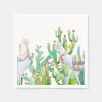 Cocktail Paper Napkin Boho Llama Bohemian Cacti De