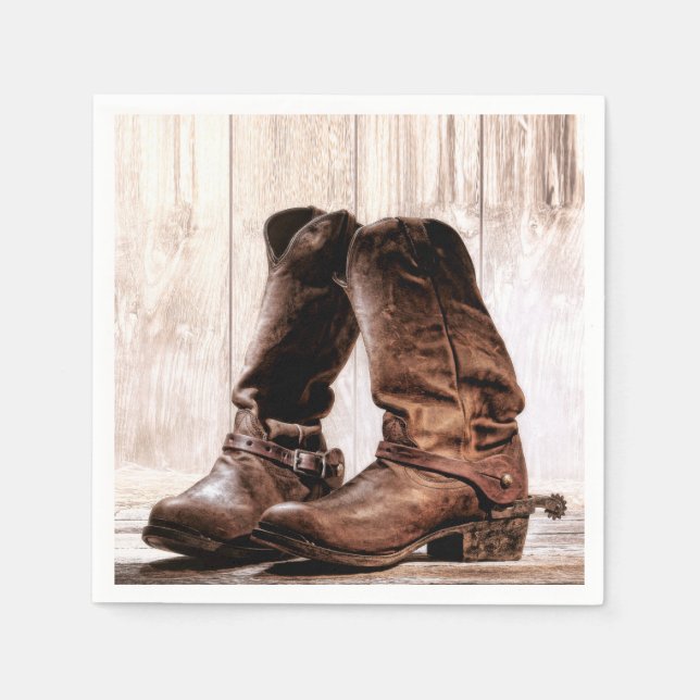 Cocktail Paper Napkin Boots Country Rustic Western (Front)