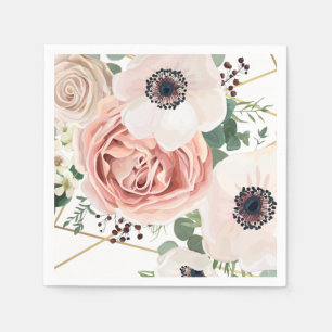Cocktail Paper Napkin Geometric Garden Rose Anemon
