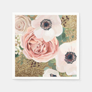 Cocktail Paper Napkin Geometric Garden Rose Gold