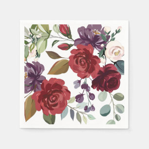 Cocktail Paper Napkin White Roses Gold Geometric F