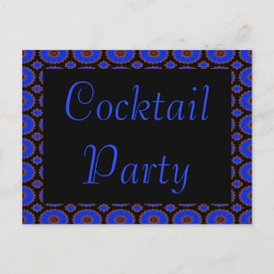 cocktail party blue flower invitation postcard