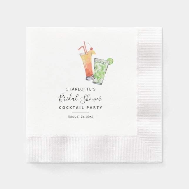 Cocktail Party Bridal Shower Script Paper Napkin (Front)