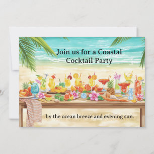 Cocktail Party by the beach with lot of drinks Invitation