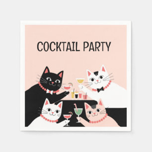 Cocktail party cats retro sophistiacted napkin