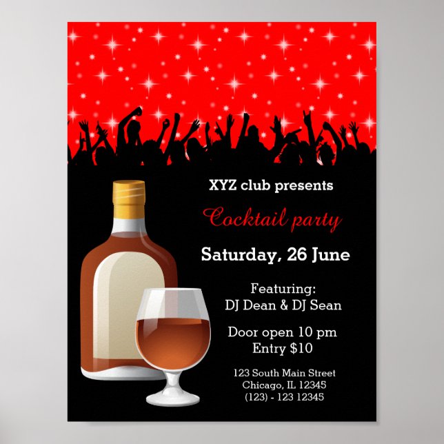 Cocktail party * choose background colour poster (Front)