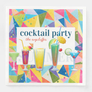 Cocktail Party Colourful Rainbow Summer Drinks Fun Napkin