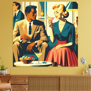 Cocktail Party Couples Shared Attraction Canvas Print