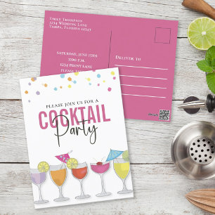 Cocktail Party Cute Custom Invitation Postcard