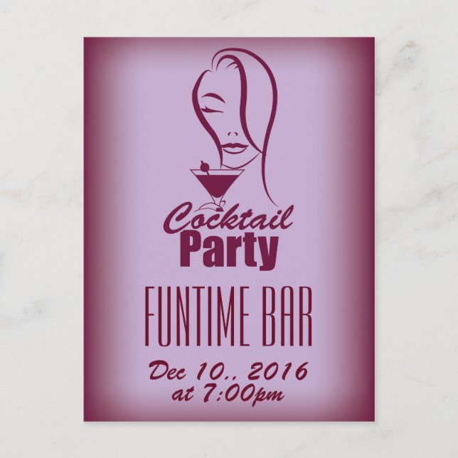 Cocktail Party design Invitation Postcard (Front)
