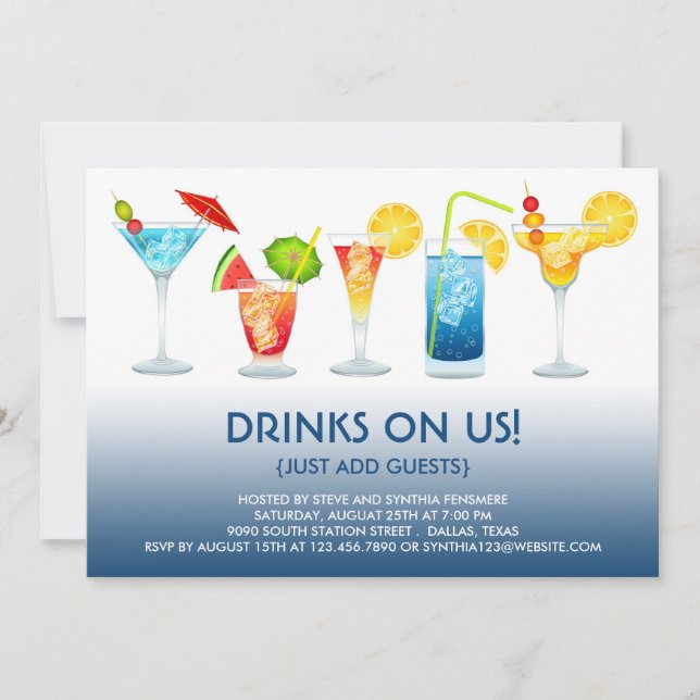 Cocktail Party Flat Invitation (Front)