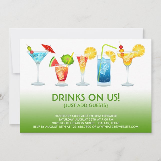 Cocktail Party Flat Invitation (Front)