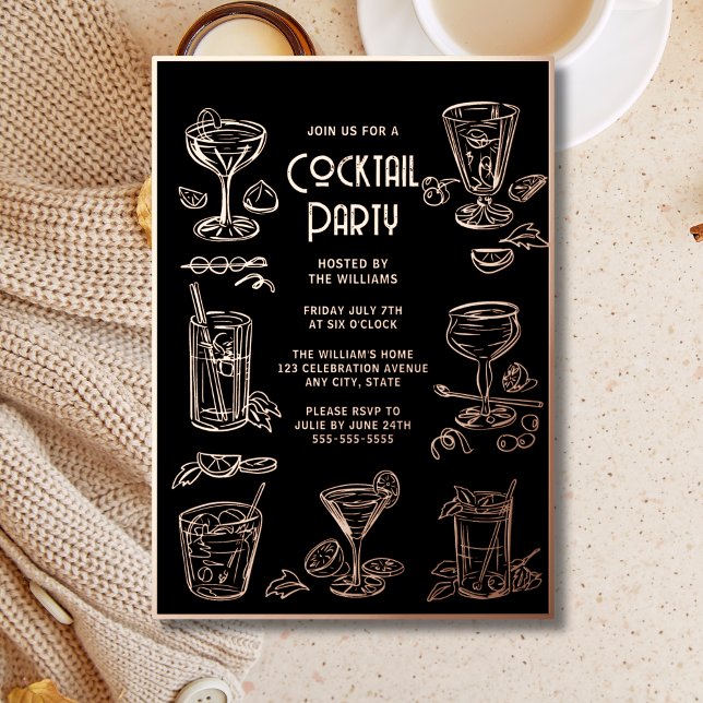 Cocktail Party Invitation Black Elegant  (Creator Uploaded)