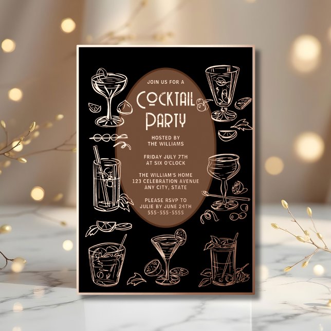 Cocktail Party Invitation Black Vintage Retro (Creator Uploaded)