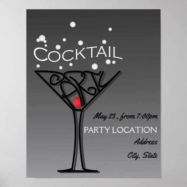 Cocktail party invitation design poster (Front)