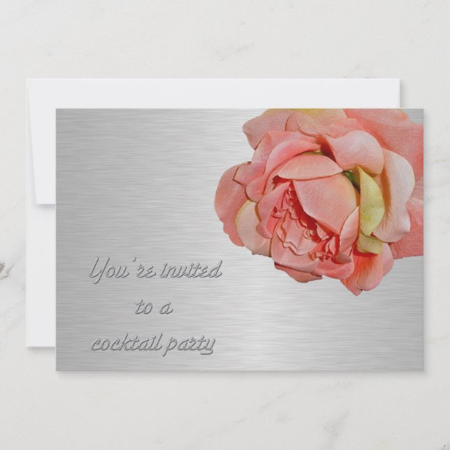 Cocktail Party Invitation Rose & Chrome (Front)