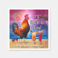 Cocktail Party Tropical Rooster Funny Birthday