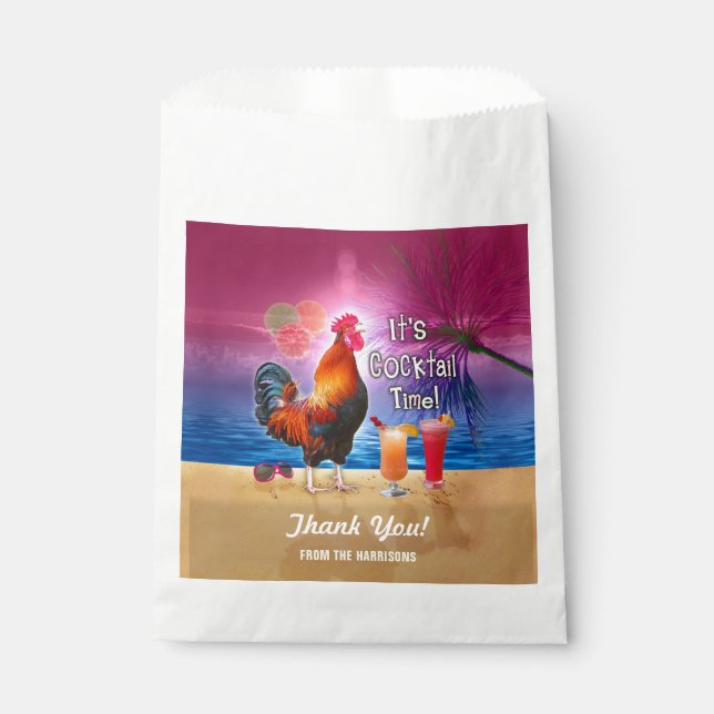 Cocktail Party Tropical Rooster Funny Summer Beach Favour Bags (Front)