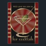 Cocktail Party XL Invitations<br><div class="desc">Glamourous and fun vintage cocktail lounge colours in smart black, red and gold create a stunning invitation design; the cute martini glass even comes complete with an olive! A very unique and stylish invite that would be great for cocktail parties, charity events and other fun ocassions. *IMPORTANT NOTE Please delete...</div>
