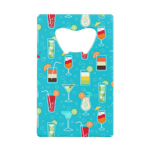 Cocktail Pattern on Teal Background