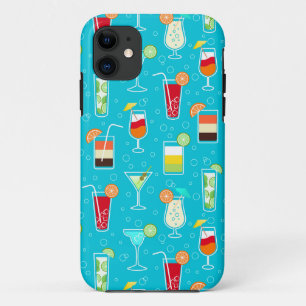 Cocktail Pattern on Teal Background Case-Mate iPhone Case