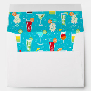 Cocktail Pattern on Teal Background Envelopes