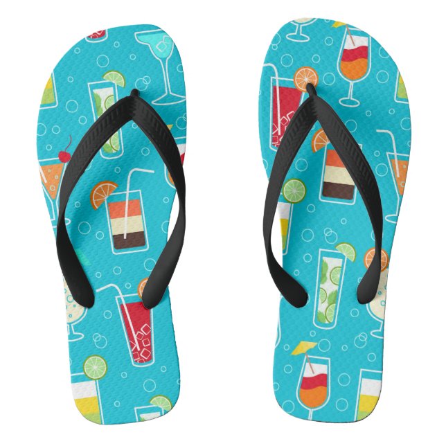 Cocktail Pattern on Teal Background Jandals (Footbed)