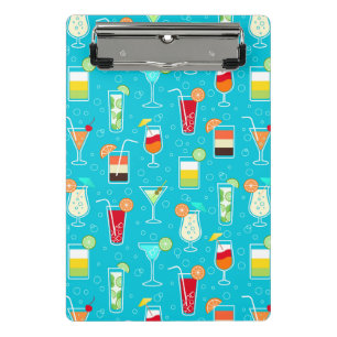 Cocktail Pattern on Teal Background Mini Clipboard