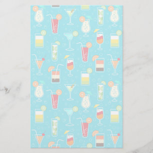 Cocktail Pattern on Teal Background Stationery